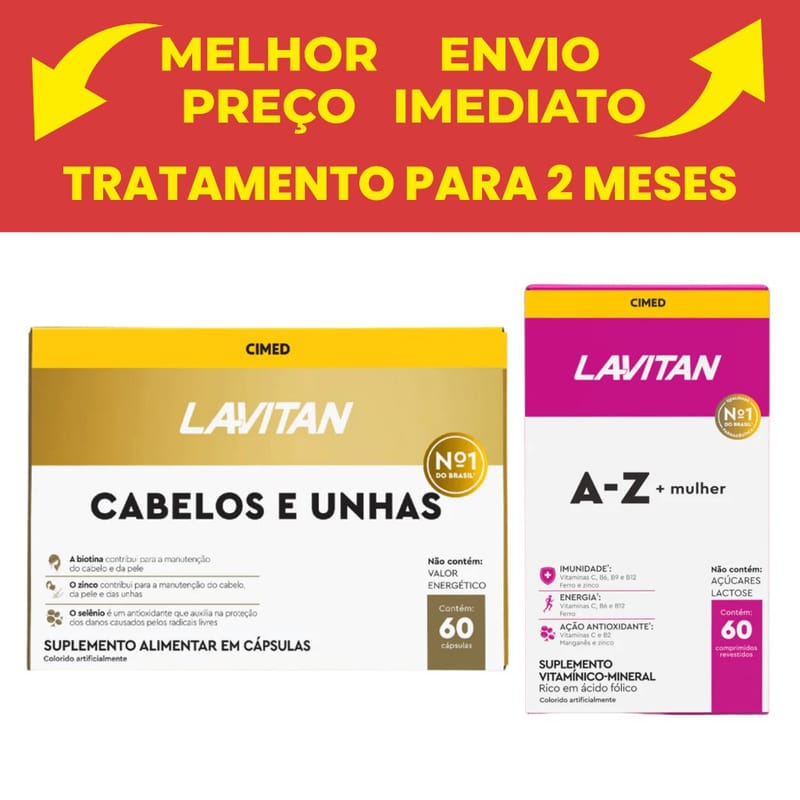 Lavitan Hair 60 Cápsulas + Lavitan Mulher 60 Cápsulas - Cimed