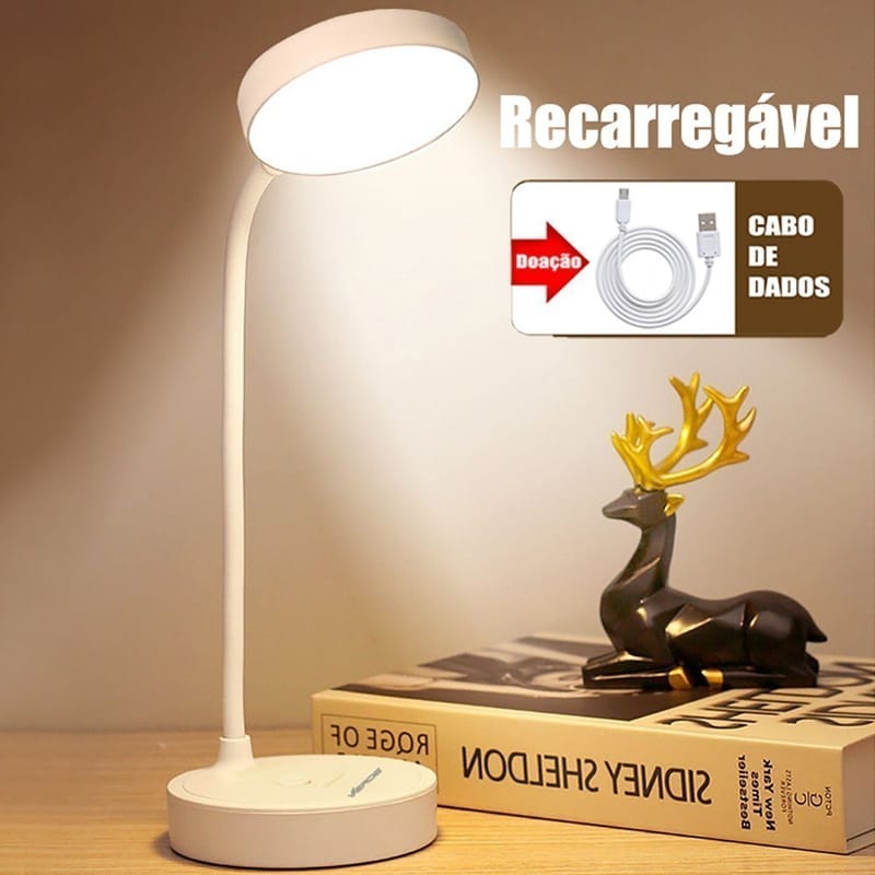Luminária de Mesa LED Recarregável com Proteção dos Olhos