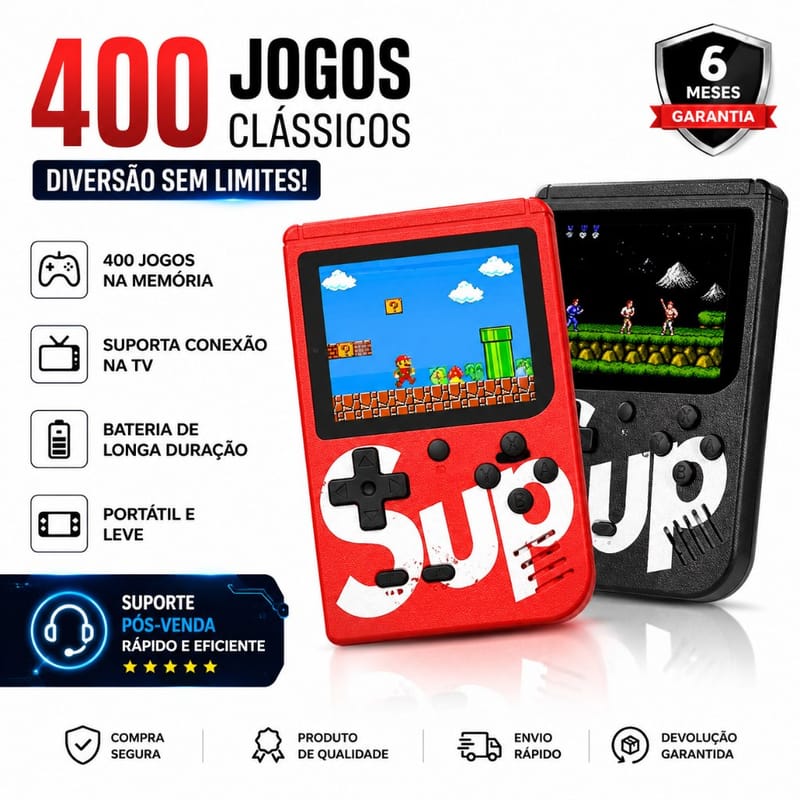 Mini Video Game Portátil 400 Jogos Clássicos Anos 80