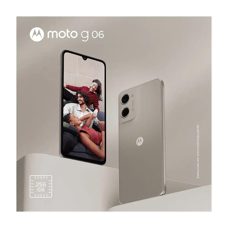 Smartphone Motorola Moto G06 256GB 4GB Ram 8GB Ram Boost E Camera 50mp Com Ai Bateria De 5200 Mah Tela 69 Bege