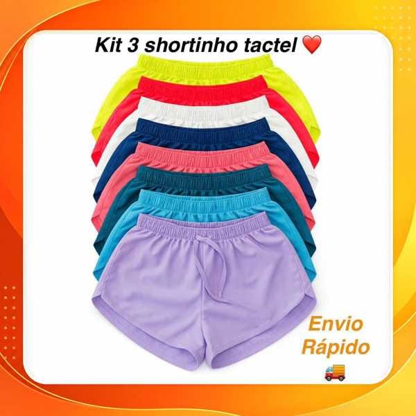 Kit 3 Shortinhos Feminino Dry Fitness