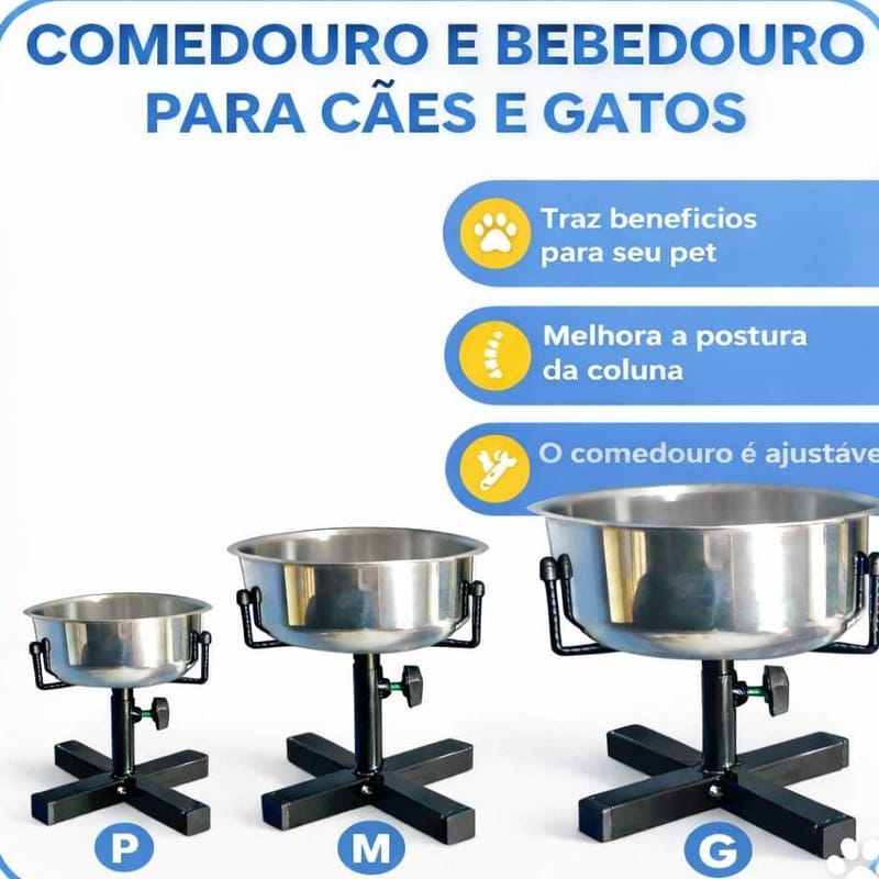 Comedouro/Bebedouro Pet Ajustável Elevado