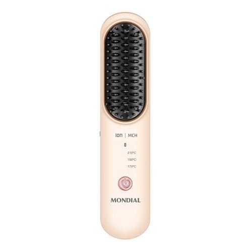 Escova Alisadora Sem Fio Ceramic Pink GO Rosa Claro Bivolt