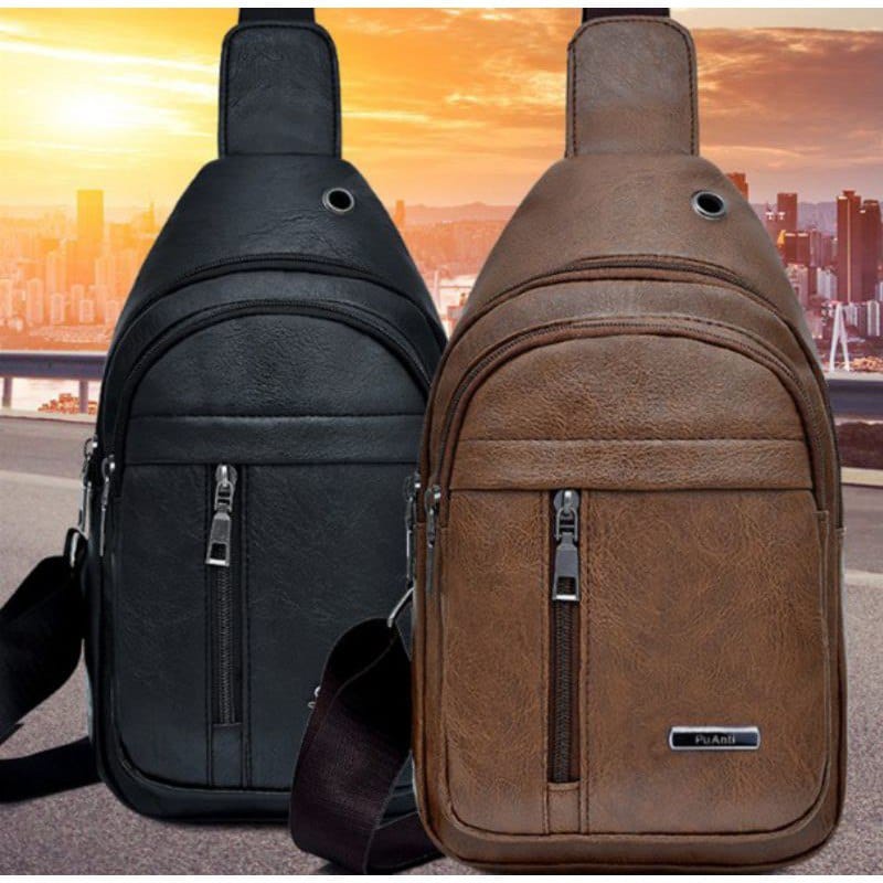 Pochete Couro Masculina/Feminina Casual