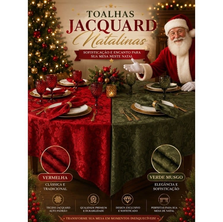Toalha de Mesa Jacquard Natalina